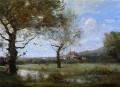 Pradera con dos grandes árboles arroyo Jean Baptiste Camille Corot